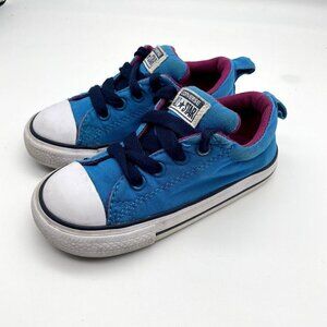 Converse Chuck Taylors All Star Blue & Magents Infant Girls 8 Low Top Slip On